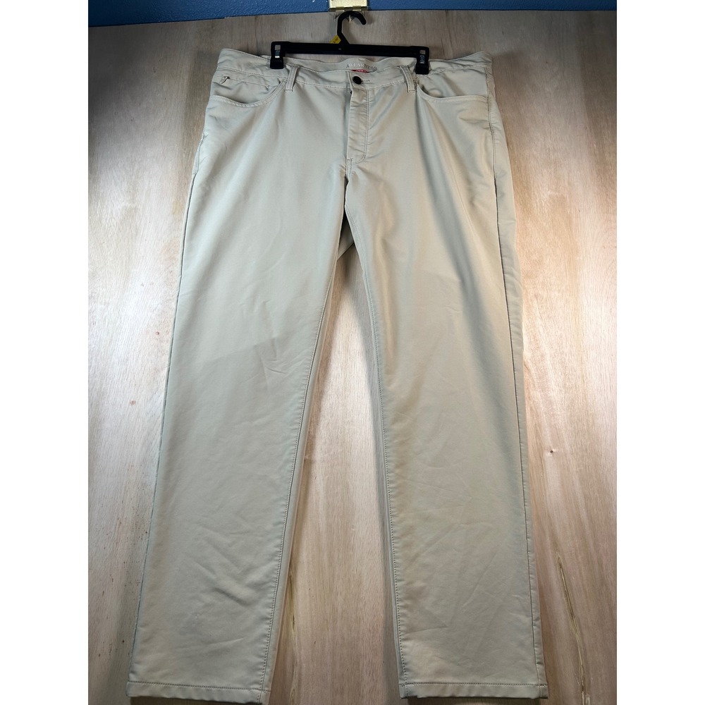 Awearness Kenneth Cole Awear-Tech Slim Fit Pants Mens 40x32 Tan Khaki Stretch